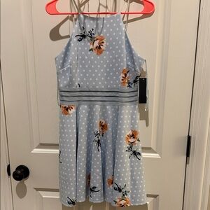 City Studio Kids Dress in Light Blue and White